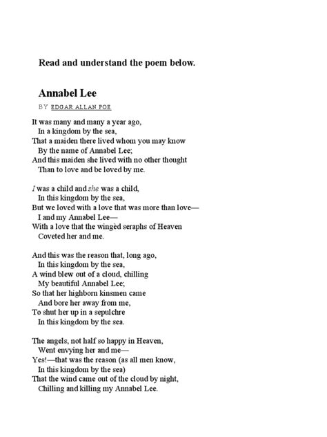 A Love That Transcends Death An Analysis Of Edgar Allan Poe S Poem Annabel Lee Pdf