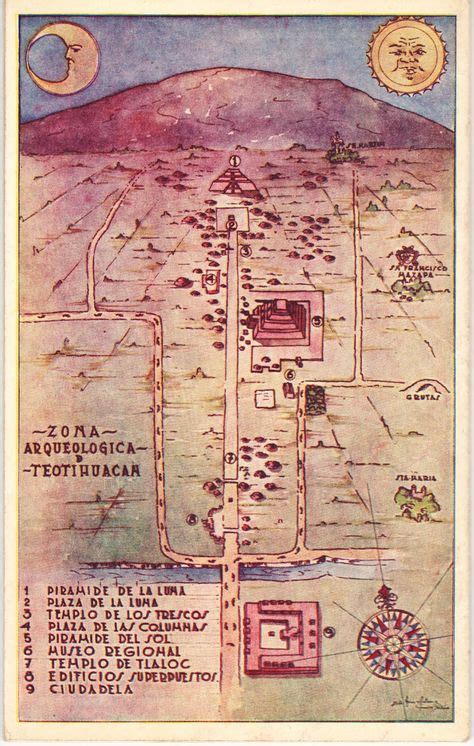 Illustrated Map Of Teotihuacan Geohistoria México México Riviera