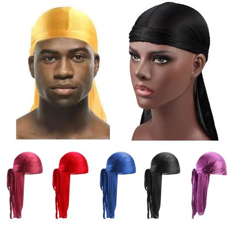 Durag Silk For Men Women Pirate Cap Bandana Extra Long Tail Waves Soft