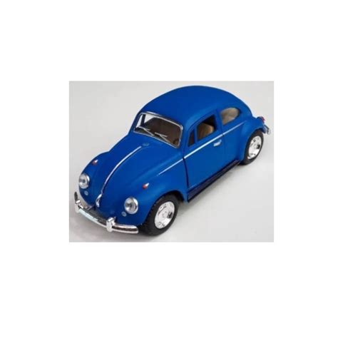 Fusca Volkswagen Classical Beetle Azul Fosco Escala Kinsmart