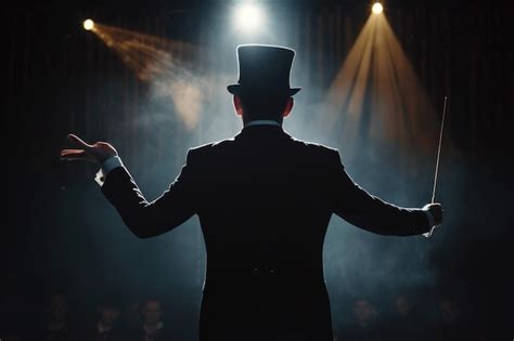 Premium Photo | Male illusionist in suit and top hat performing magic ...