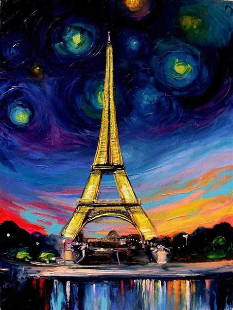 Aliexpress.com : Buy Abstract Paris Night Landscape Oil Painting On ...