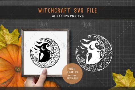 Witch Svg Witchcraft And Crescent Moon Graphic By Allmostudio