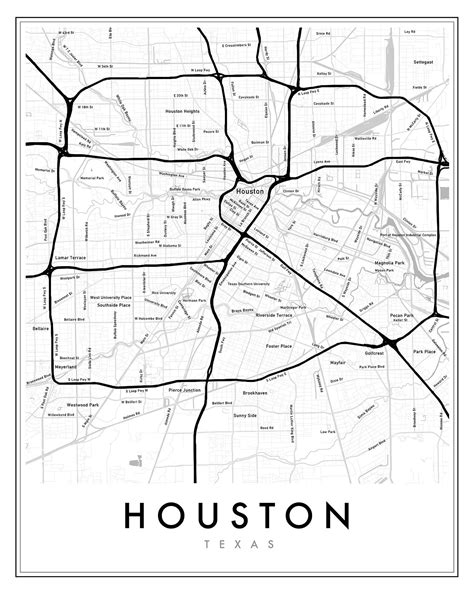 Houston neighborhood map Print - Capricorn Press