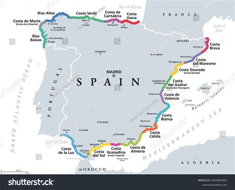 Spain, beaches and coastlines of the Spanish - Royalty Free Stock ...