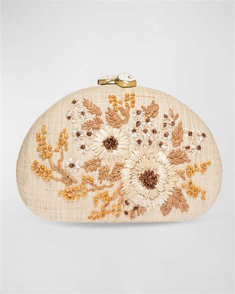 Rafe Berna Flower Straw Clutch Bag Neiman Marcus