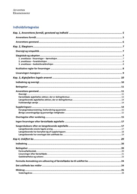 Arveretten Eksamensnoter Kap Arverettens Form L Genstand Og