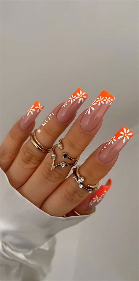 50 Pretty Summer Nails In 2022 For Every Taste Orange Side French