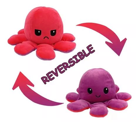 Pulpito Pulpo Reversible Feliz Enojado Doble Cara De Peluche MercadoLibre