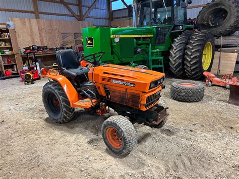 Kubota B7200 Tractor With Snow Blade And Mower Deck Farming Equipment