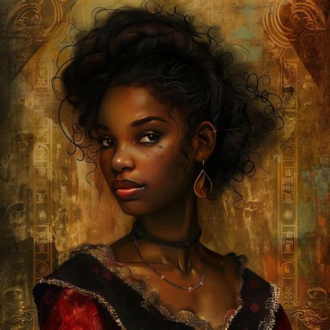Premium Photo A Woman With Black Hair And A Red And Gold Necklace