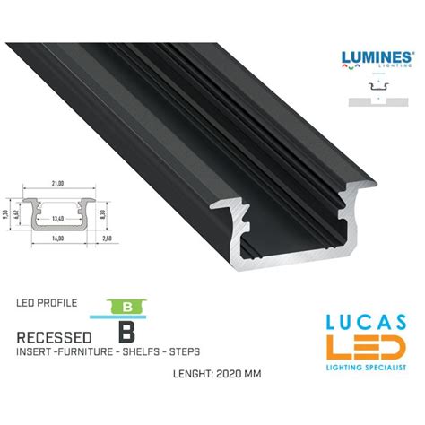 Recessed Led Profile B Black Aluminium M Lucas Led