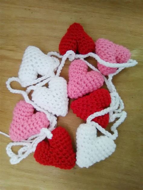 Crochet Heart Garland Heart Garland Crochet Valentines Etsy