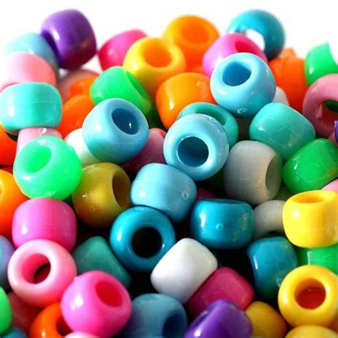 Pony Beads Plastic Barrel X Mm Bright Opaque Mix Pk Beads And