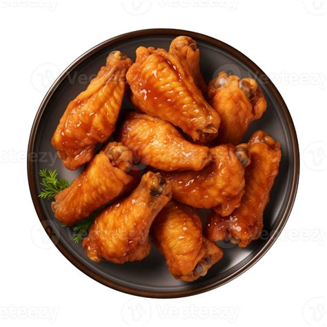 Ai Generated A Plate Of Chicken Wings Isolated On A Transparent