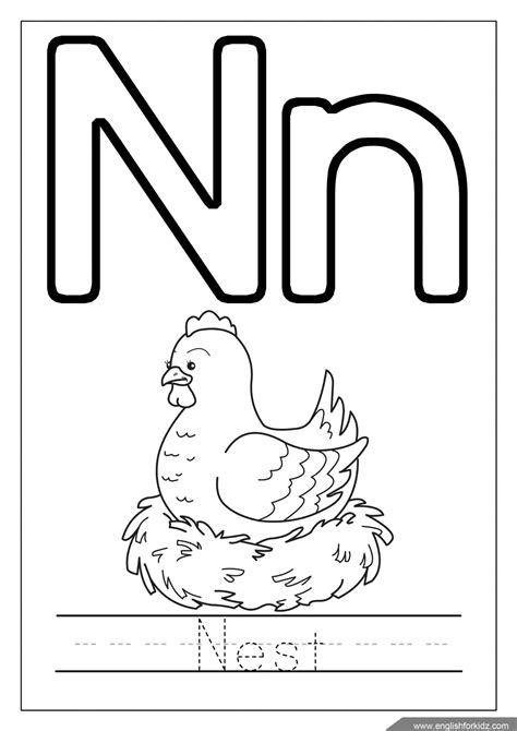 Letter N Coloring Worksheets