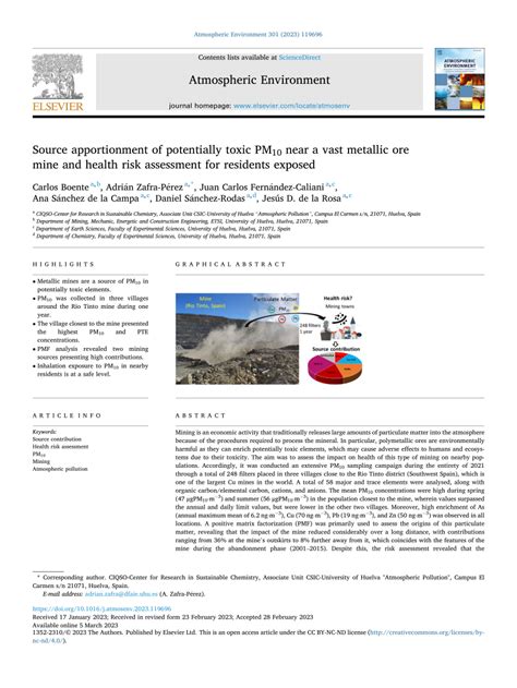 PDF Source Apportionment Of Potentially Toxic PM10 Near A Vast