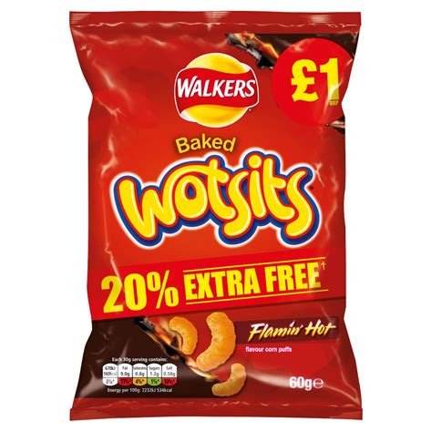 Walkers Wotsits Flamin Hot Snacks 1 RRP PMP 60g