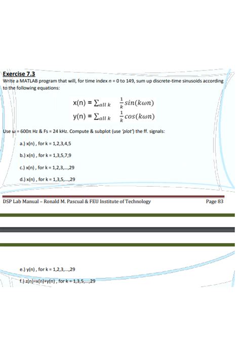 Exercise 7 3 Write A MATLAB Program That Will For Chegg