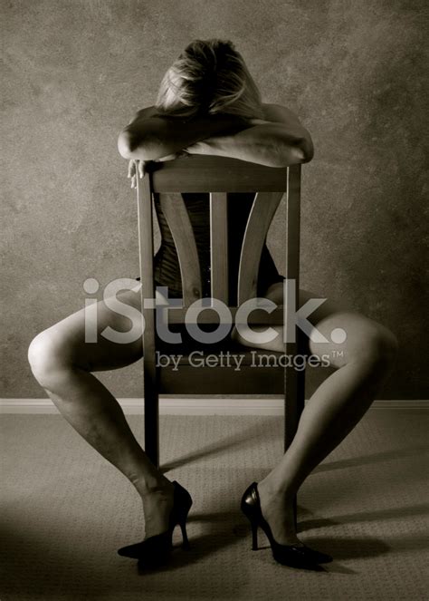 B W Nude Female On Chair Stock Photo Royalty Free FreeImages