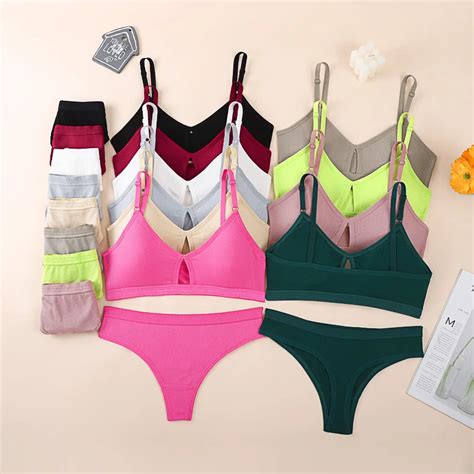 Sexy Bra Set Women Beauty Back Brassiere Low Wasit Thong Lingerie Underwear Kit Push Up Crop
