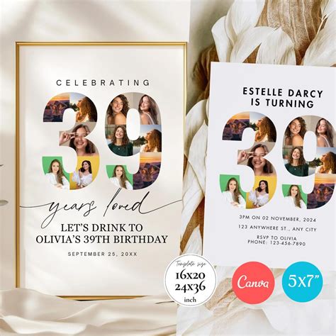 birthday invitation   sign photo collage editable