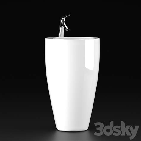 Sink 49x49x82 Cm Floor White Wash Basin 3d Model