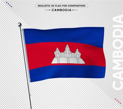 Premium PSD Cambodia Flag With Realistic Texture