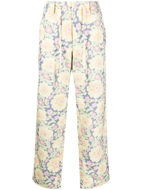 Jacquemus Floral Print Straight Leg Trousers Yellow Farfetch