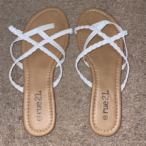 Rue 21 white sandals size 8 never worn - Depop