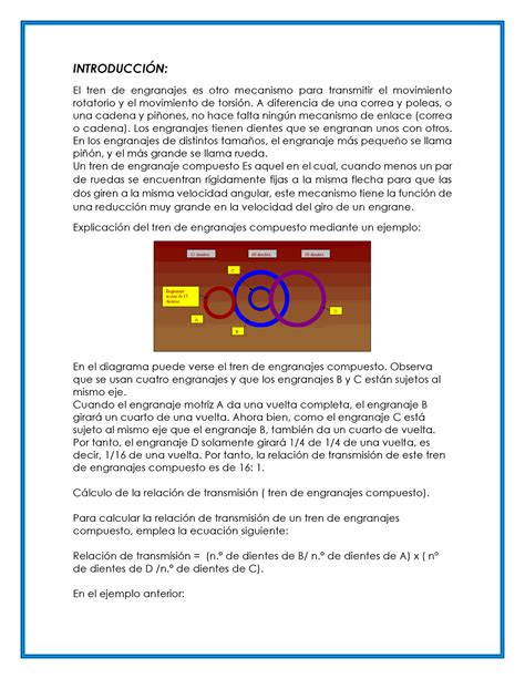 Tren De Engranes Compuestos Pr Ctica Introducci N El Tren De