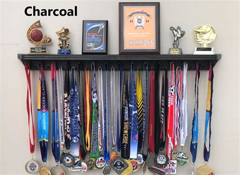 Medal Awards Rack Trophy Shelf And Award Display Rack 24 White Medal Hanger With Shelf