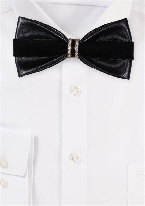 Jewel Bow Tie in Black | Black Velvet Bow Tie with Diamond and Gold ...