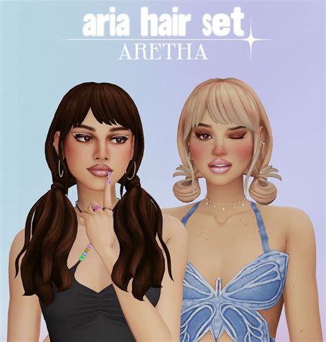 Aria Hair Set Arethabee Sims Sims Sims Hair