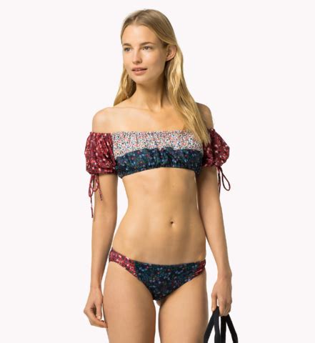 Fashion Sexy Off Shoulder Colorful Floral Print Short Sleeve Two Piece Bikini Women Swimsuit On