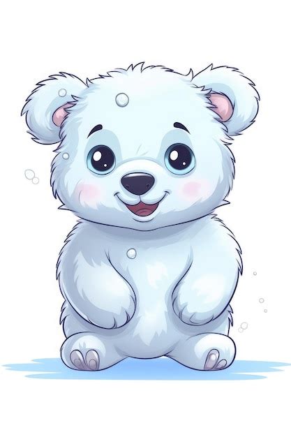 Lindo bebé oso polar en estilo de dibujos animados sobre fondo blanco