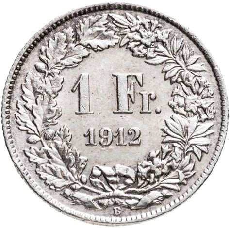Монета Швейцария 1 франк (franc) 1912 стоимостью 1237 руб.