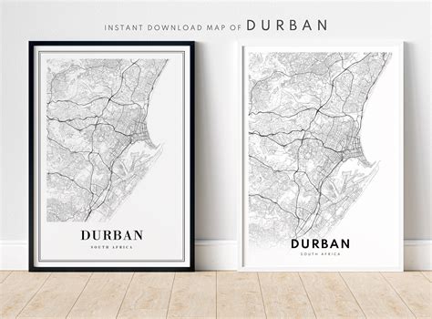 Durban Map Print Durban South Africa Map Poster Download Durban
