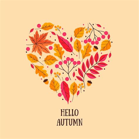 Premium Vector Autumn Template Postcard Or Banner With A Heart Made