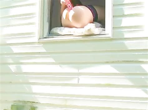 HORNY Dildo Orgasm Squirting Out Of Window While Neighbors Are Outside