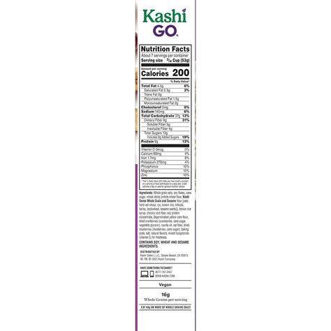 Kashi GO Breakfast Cereal, Vegan Protein, Fiber Cereal, Toasted Berry ... 