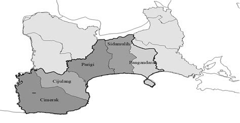 The Five Sub-districts of Pangandaran Regency Tourism Area | Download ...