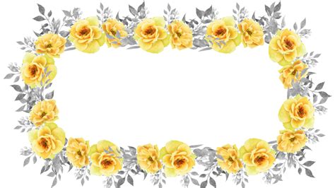 Golden Flower Border PNG Image, Flower White Leaf Golden Flower Border ...