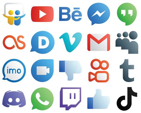 20 Gradient Icons For Top Social Media Platforms Such As Audio Myspace