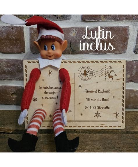 Carte postale pour l arrivée du lutin farceur en bois lutin inclus