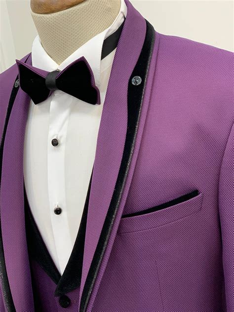 Buy Purple Slim Fit Shawl Lapel Tuxedo By Gentwith Worldwide Shipping