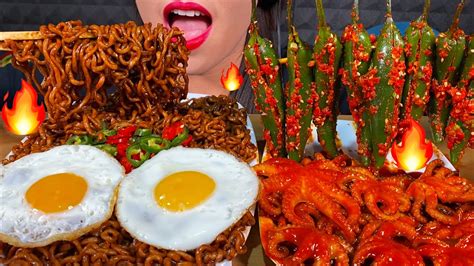 Asmr Spicy Seafood Black Bean Noodles Hot Chili Kimchi Hot Sex Picture