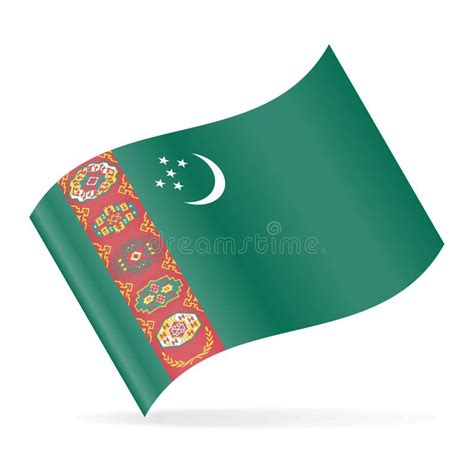 Turkmenistan Flag Vector Waving Icon Stock Illustration Illustration