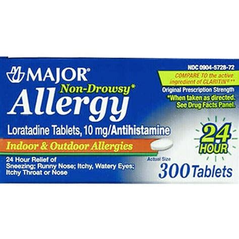 Major Allergy Loratadine Mg Antihistamine Non Drowsy Tablets