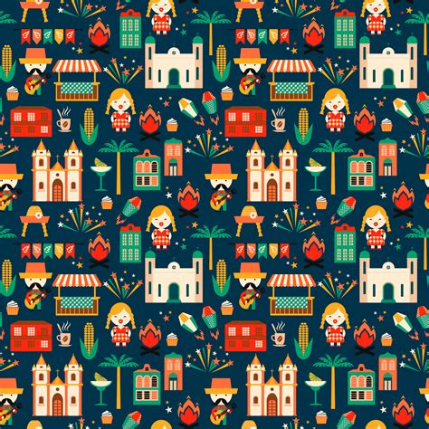 Latin American Holiday The June Party Of Brazil Flat Seamless Pattern